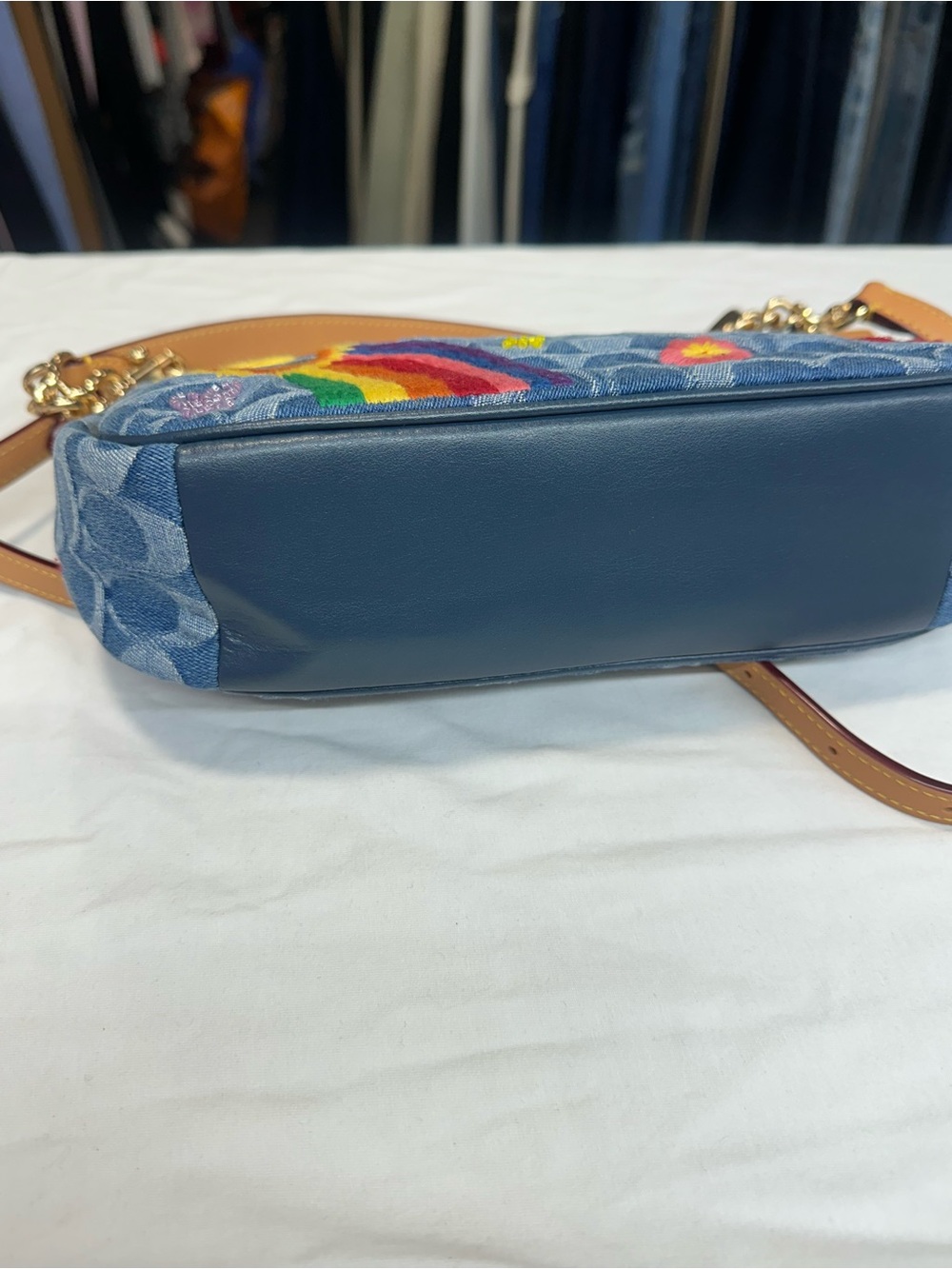 Coach Teri Embroidered Denim Shoulder Bag. New no tag - Picture 2 of 6